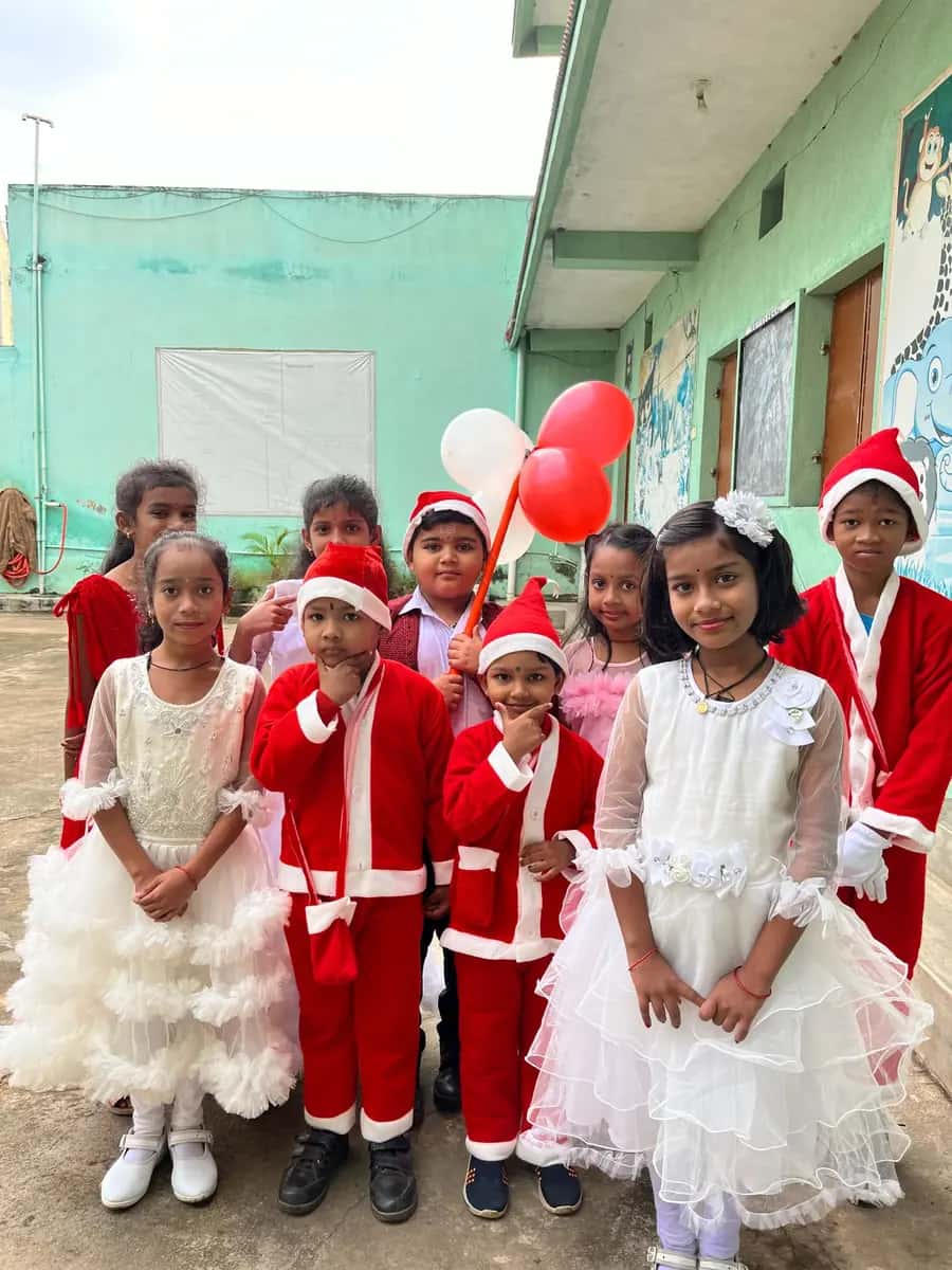 Children dressed up for the Christmas celebration