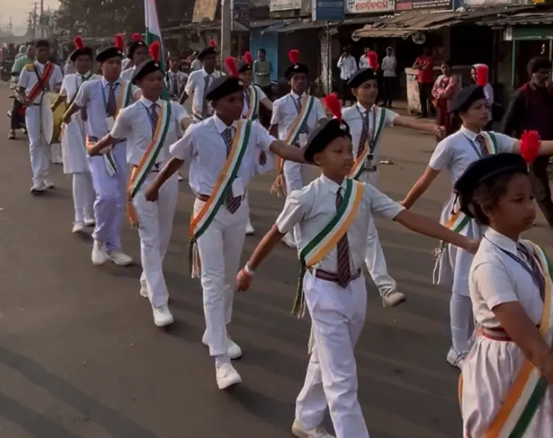 Students in the march past