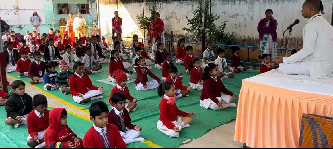Students seated for a special assembly