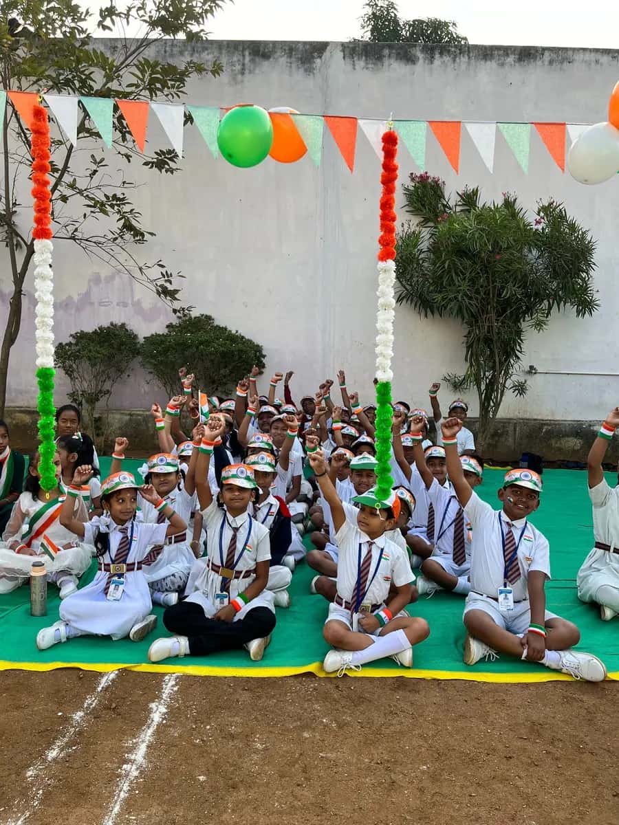 Students seated for the national day celebration